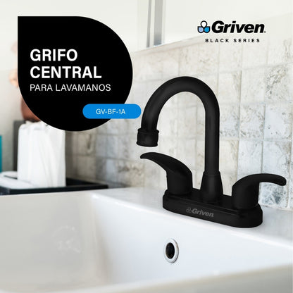 LLAVE DOBLE DE LAVAMANOS CUELLO TIPO BAR NEGRO GRIVEN GV-BF-1A