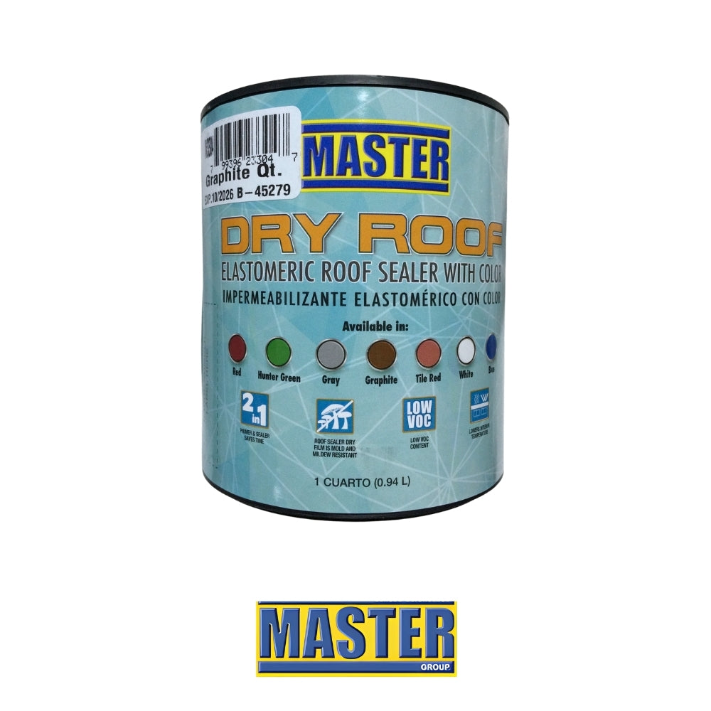 PINTURA IMPERMEABILIZANTE PARA TECHO DRY ROOF GRAFITO 1/4 GALON PCR1315 MASTER