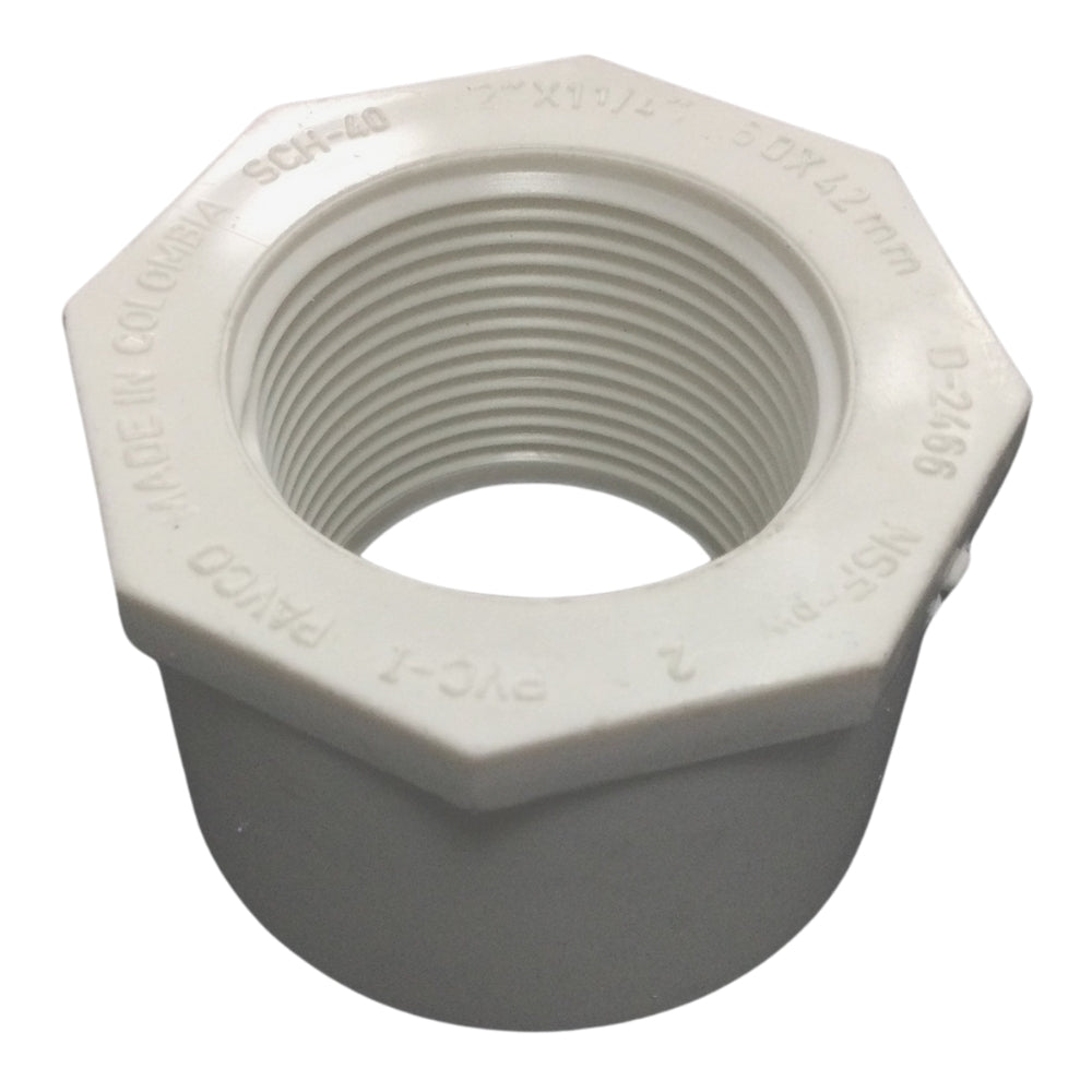 REDUCCION PVC 2 PULGADAS X 1-1/4 PULGADAS CON ROSCA SCH-40