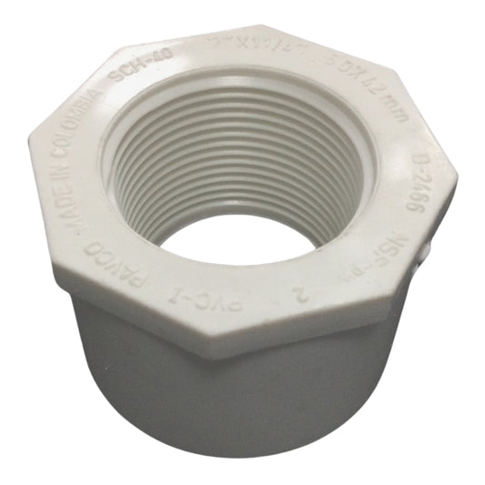 REDUCCION PVC 2 PULGADAS X 1-1/4 PULGADAS CON ROSCA SCH-40
