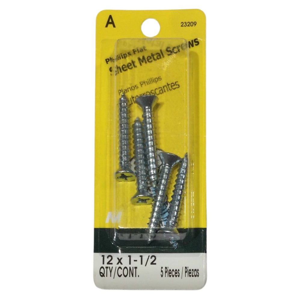 TORNILLO PARA LAMINA ZINCADO CAB PLANA PHILLIPS #12 x 1-1/2 PULGADAS