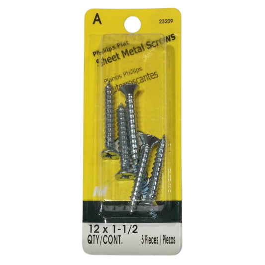 TORNILLO PARA LAMINA ZINCADO CAB PLANA PHILLIPS #12 x 1-1/2 PULGADAS