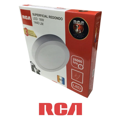 PANEL LED REDONDO SOBREPONER 18W 1440LM 3000K/4000K/6500K 85-277V 226*36MM RCA (RLCRLN18W)