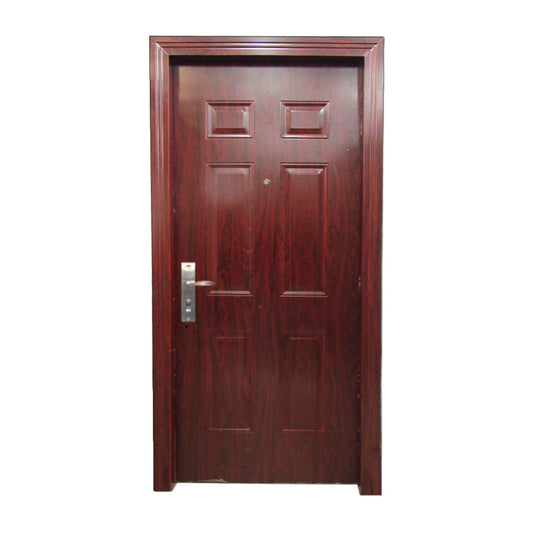 PUERTA MULTIPUNTOS GALVANIZADA 6 PANELES 3 PIES X 7 PIES  ACABADO MADERA DERECHA SECURE