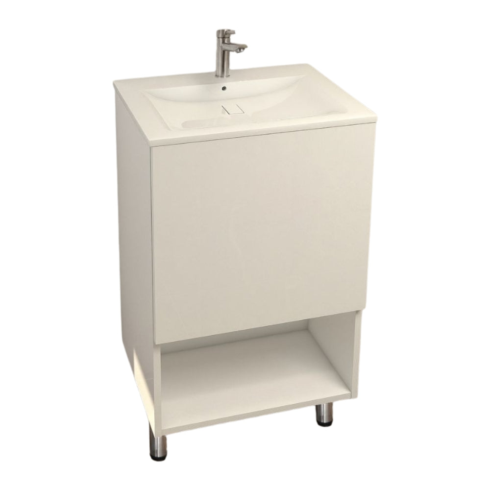MUEBLE DE BANO CON LAVAMANOS Y GRIFERIA 1 PUERTA 0.51*0.41*0.86 M COLOR BLANCO FB18011 MOD. YKL-V002 RH