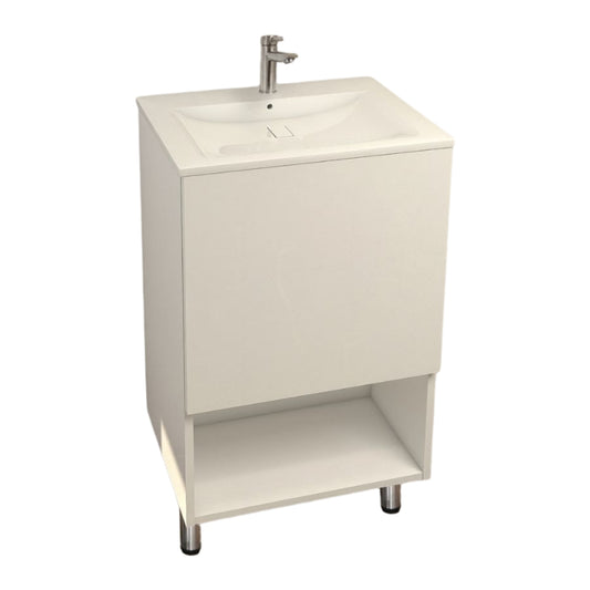 MUEBLE DE BANO CON LAVAMANOS Y GRIFERIA 1 PUERTA 0.51*0.41*0.86 M COLOR BLANCO FB18011 MOD. YKL-V002 RH