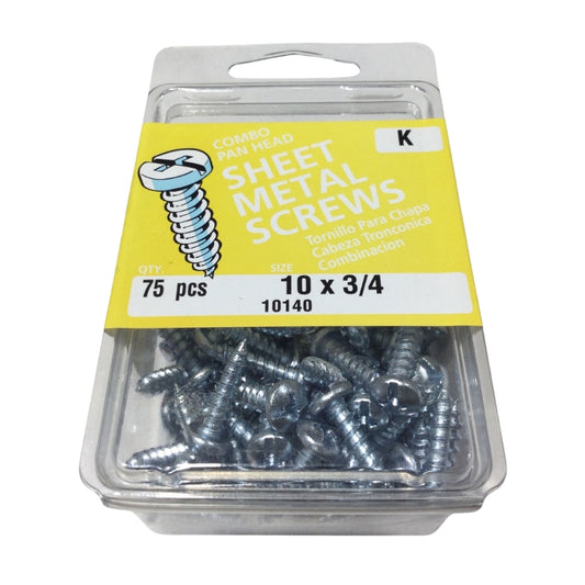 TORNILLO PARA LAMINA COMBO PAN HEAD ZINCADO #10 x 3/4 PULGADAS