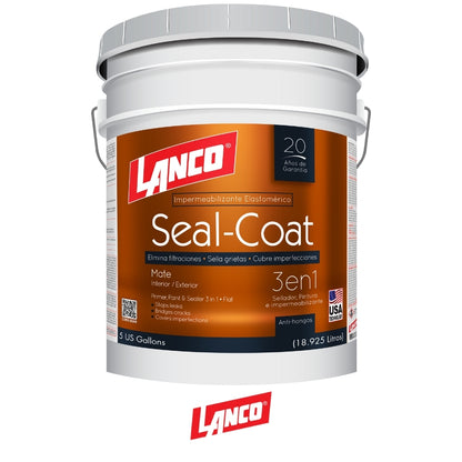 SEAL COAT 3 EN 1 BLANCO, BASE + PINTURA+ SELLADOR ELASTOMERICO SC200-2 LANCO 5 GL