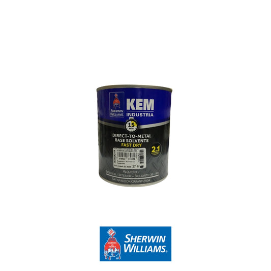PINTURA KEM DIRECT-TO-METAL BASE SOLVENTE BRILLO BLANCO PURO 1/4 E67WSA2-1/4 SHERWIN WILLIAMS