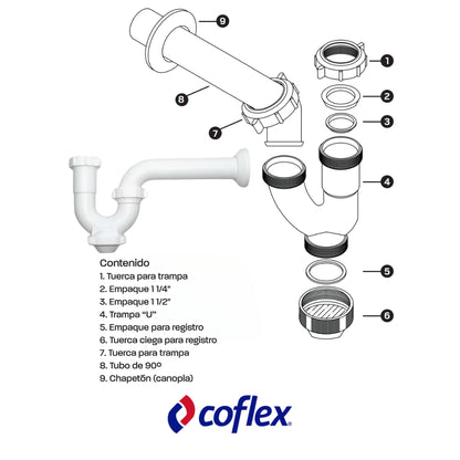 TRAMPA PARA FREGADOR/LAVAMANOS CON REGISTRO DE 1 1/2 IN ADAPTER 1 1/4 IN