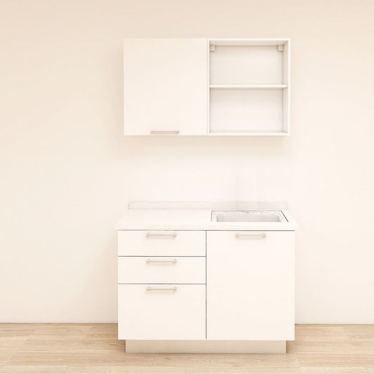 MUEBLE DE COCINA CON FREGADOR Y GABINETE AEREOS COLOR BLANCO YKL-CG-15/TH2242 DERECHO 1.20M