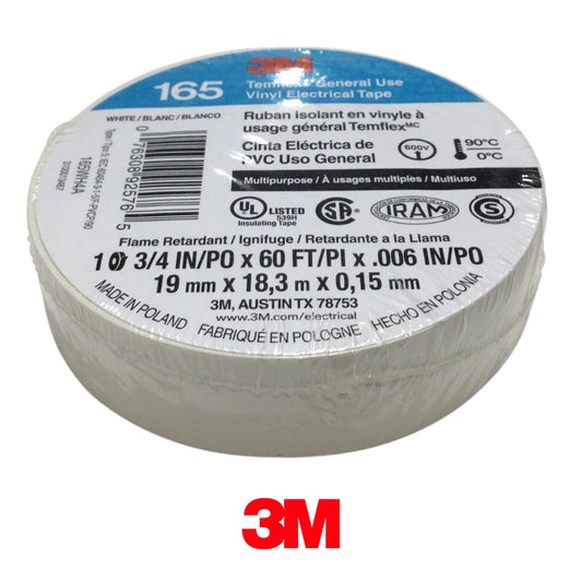 TAPE ELECTRICO TEMFLEX BLANCO 3/4 PULGADAS X 60 PIES 3M