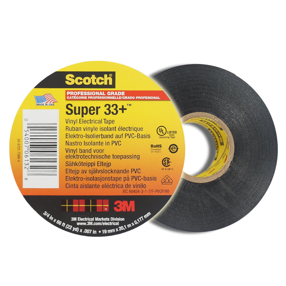 TAPE ELECTRICO 3/4X66 3M SUPER 33+ NEGRO