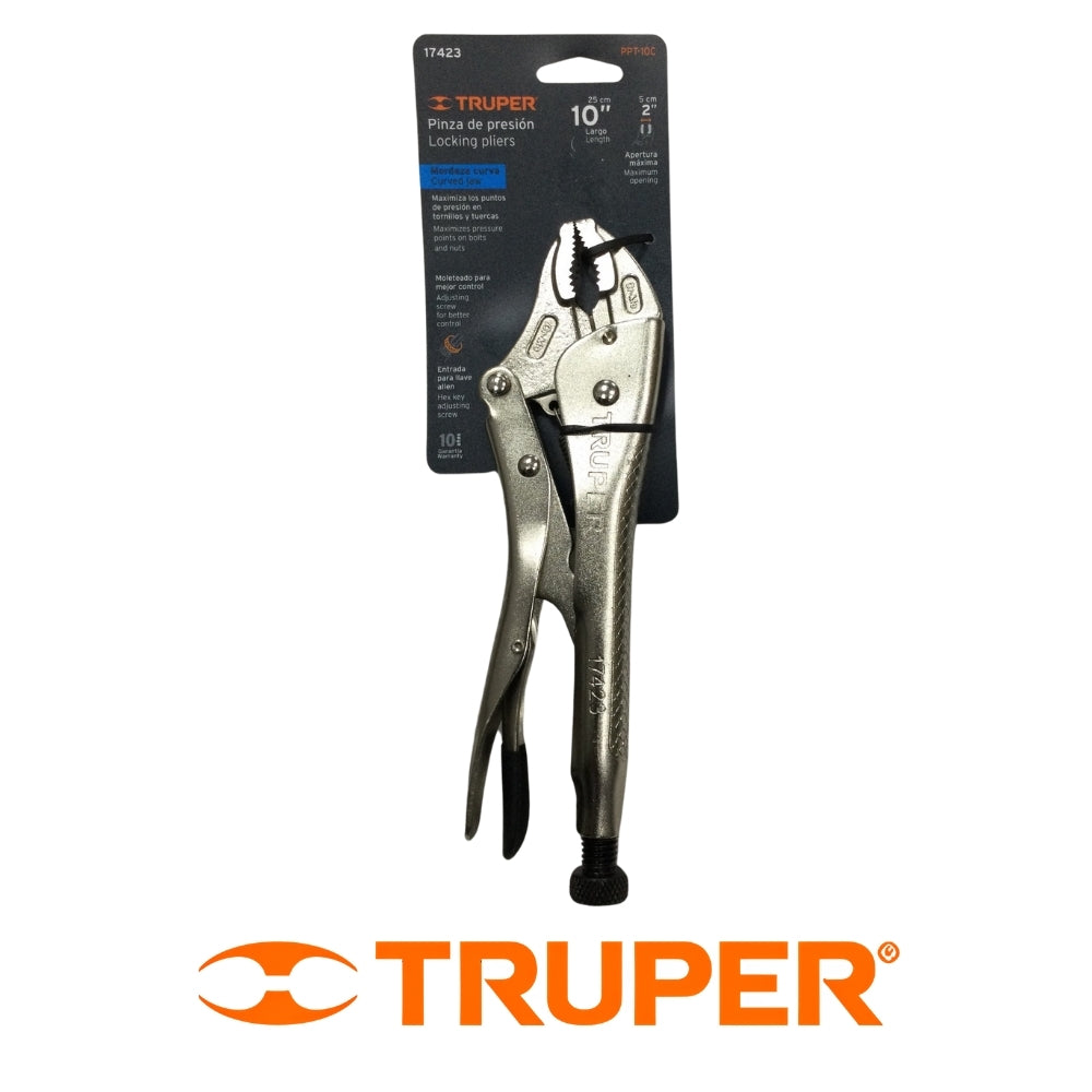 PINZA DE PRESION MORDAZA 10 PULGADAS CROMADA  CURVA TRUPER