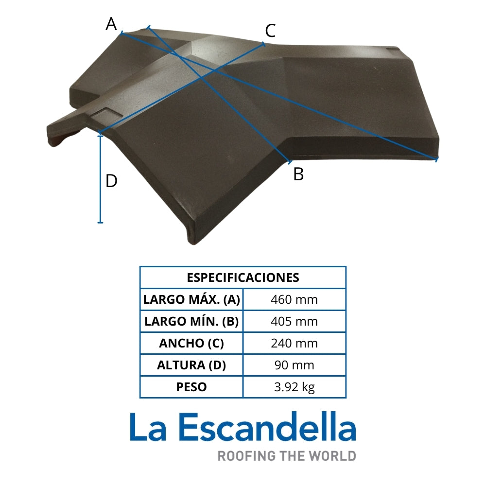 CUMBRERA ANGULAR A 3 AGUAS MARRON KLINKER ESCANDELLA Q123MK