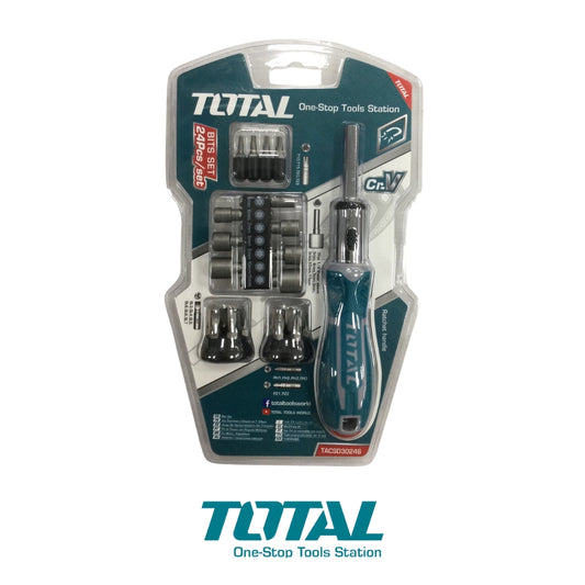 DESTORNILLADOR RATCHET 24 PCS CON PUNTAS INTERCAMBIABLES  CR-V TOTAL TACSD30246