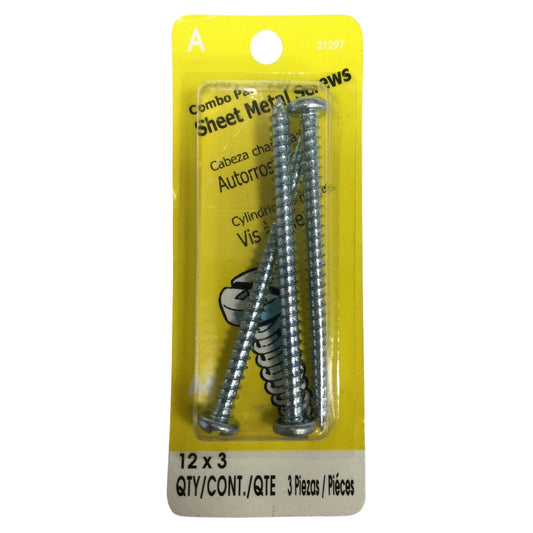 TORNILLO PARA LAMINA COMBO PAN HEAD ZINCADO #12 x 3 PULGADAS