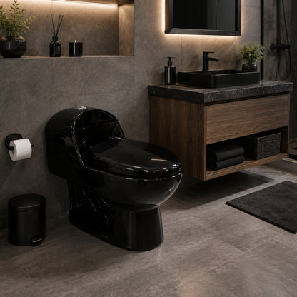INODORO UNA PIEZA ELONGADO COLOR NEGRO BALTIC SR-1002