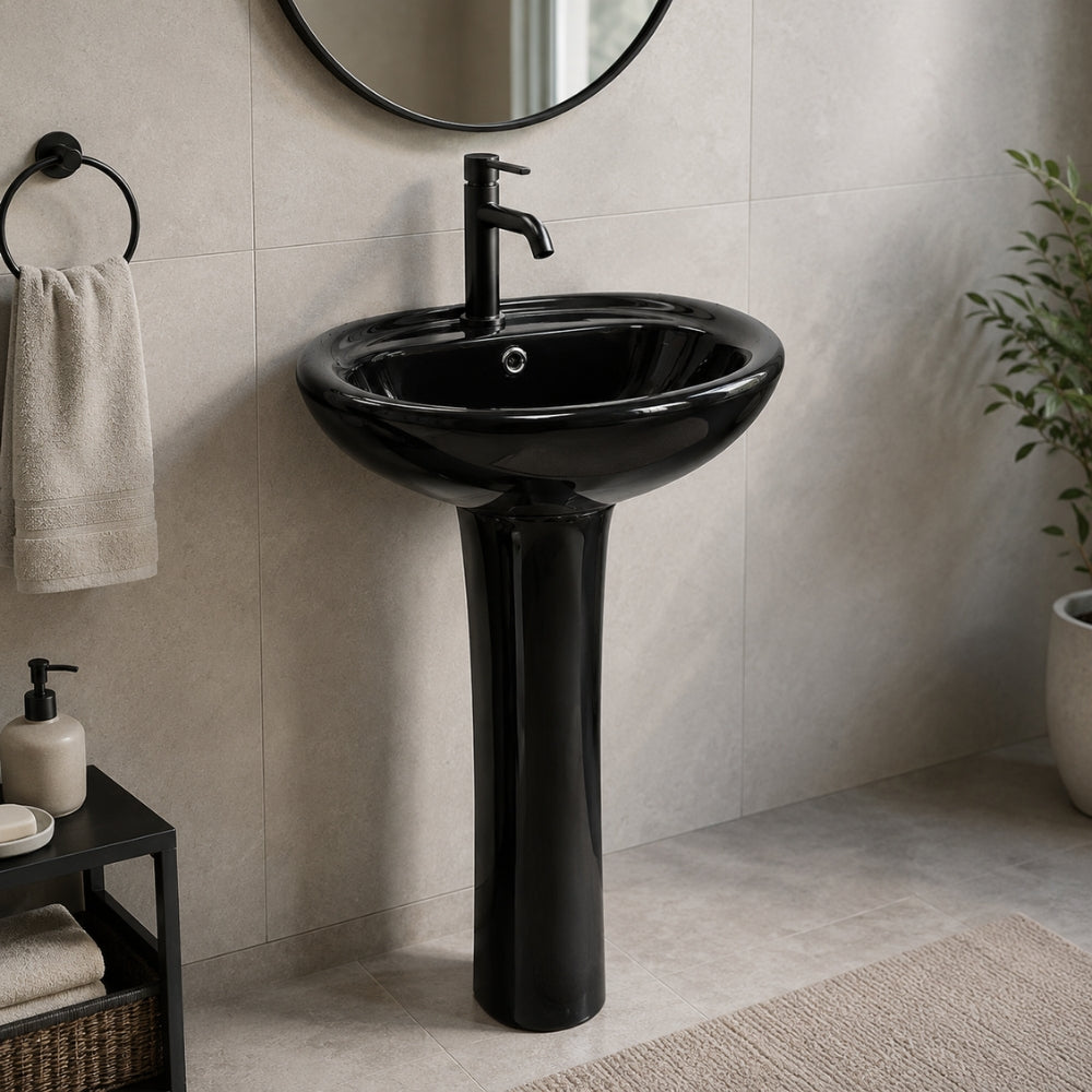 LAVAMANOS CON PEDESTAL COLOR NEGRO BALTIC SR-3008