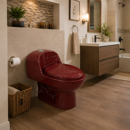 INODORO UNA PIEZA ELONGADO COLOR ROJO VINO BALTIC SR-1002