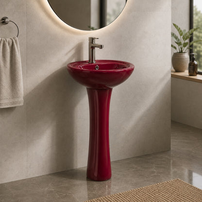 LAVAMANOS CON PEDESTAL COLOR ROJO VINO BALTIC SR-3008