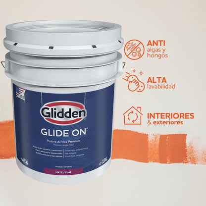 PINTURA GLIDE-ON ACRILICA MATE DEEP 5 GALONES 19A0275803 GLIDDEN