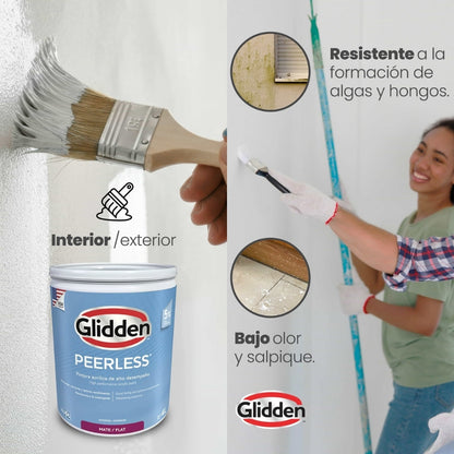 PINTURA PEERLESS ACRILICA MATE BLANCO GALON 19A0475810 GLIDDEN