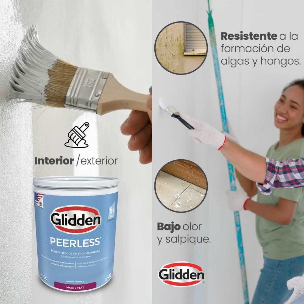 PINTURA PEERLESS ACRILICA MATE PASTEL GALON 19A0475811 GLIDDEN