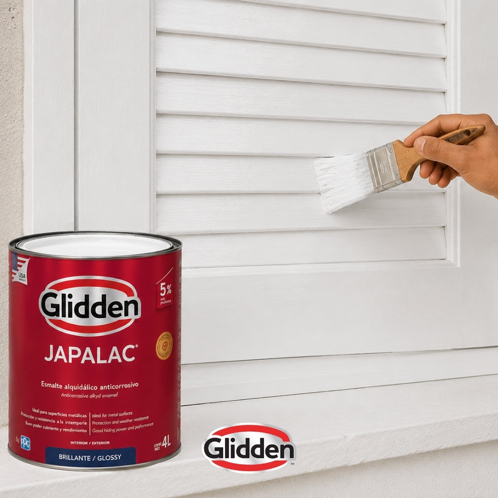 PINTURA ESMALTE BRILLANTE JAPALAC WHITE GALON 19A0475987 GLIDDEN