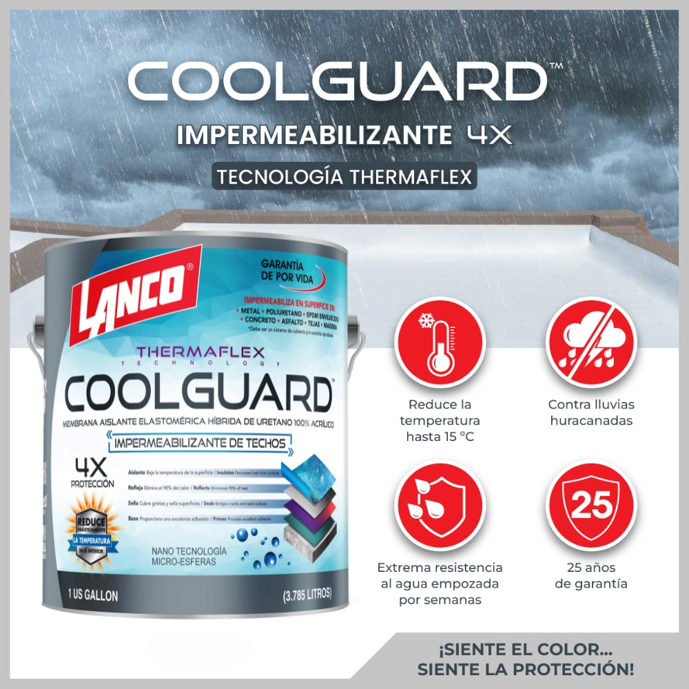 IMPERMEABILIZANTE COOLGUARD TECHOS BLANCO GL RC3700-4 LANCO