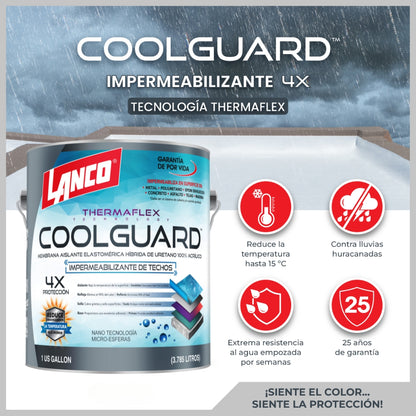 IMPERMEABILIZANTE COOLGUARD TECHOS BLANCO GL RC3700-4 LANCO