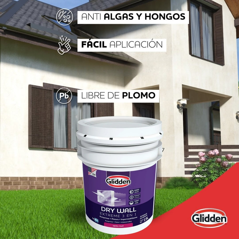 PINTURA GLIDDEN DRY WALL EXT 3 EN 1 BCO MATE 5GL 19A0276718