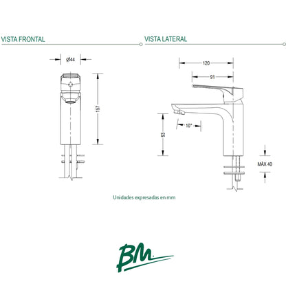 LLAVE MONOMANDO DE LAVAMANOS BAJO BLACK BM-VCJ168220AS