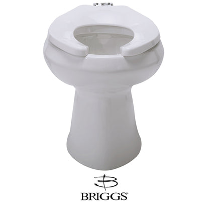 TAZA DE FLUXOMETRO CARLTON ADA HET CON SPUD METÁLICO Y ASIENTO SIN TAPA BRIGGS COLOR BLANCO