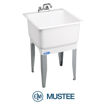 TINA DE LAVAR PLASTICA 23 X 25 PULGADAS CON PATAS y GRIFO (4538930) MUSTEE