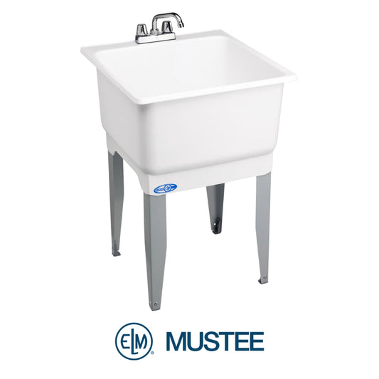 TINA DE LAVAR PLASTICA 23 X 25 PULGADAS CON PATAS y GRIFO (4538930) MUSTEE