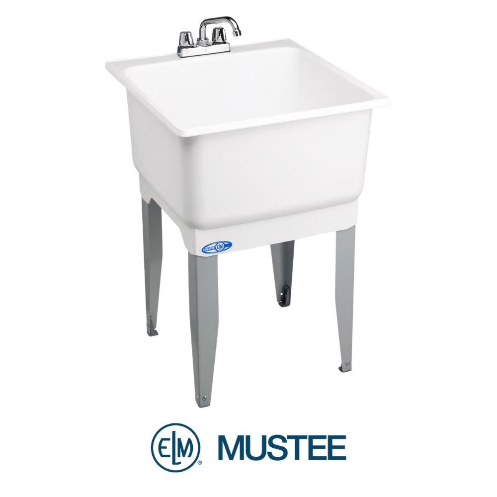TINA DE LAVAR PLASTICA 23 X 25 PULGADAS CON PATAS y GRIFO (4538930) MUSTEE