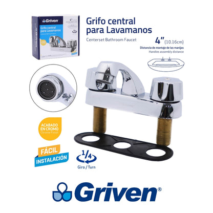 LLAVE DOBLE DE LAVAMANOS CROMADO GRIVEN A367-15061