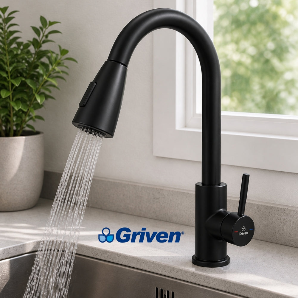 LLAVE MONOMANDO DE FREGADOR NEGRO GRIVEN GV-SH8800B-3-8