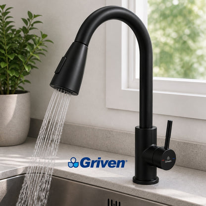 LLAVE MONOMANDO DE FREGADOR NEGRO GRIVEN GV-SH8800B-3-8
