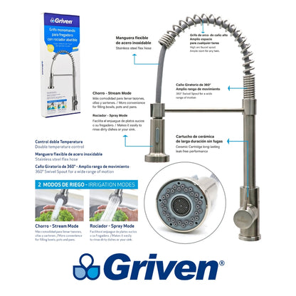 LLAVE MONOMANDO DE FREGADOR SATIN GRIVEN A367-MY-8805-3-8