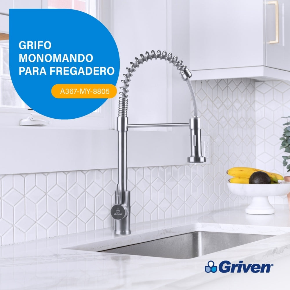 LLAVE MONOMANDO DE FREGADOR SATIN GRIVEN A367-MY-8805-3-8
