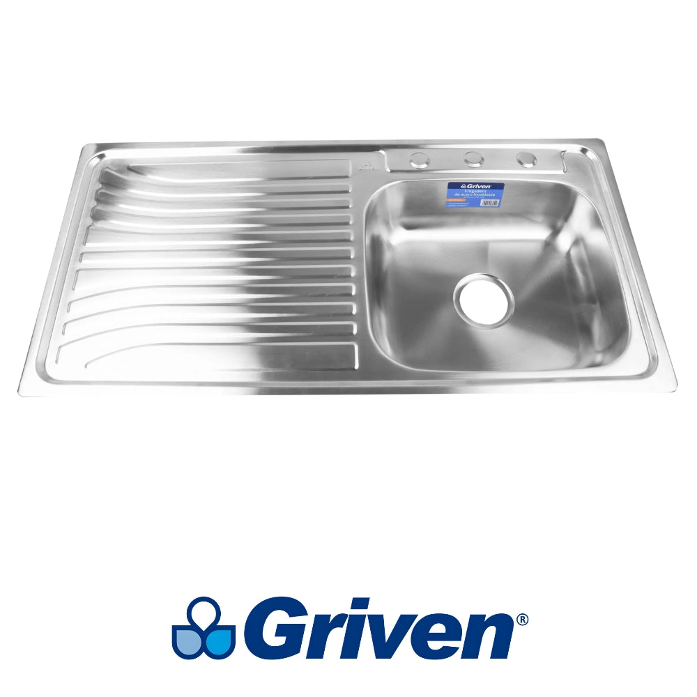 FREGADOR DE EMPOTRAR ACERO INOXIDABLE CON ESCURRIDOR IZQUIERDO 100x50 (39 x 19 x 6 IN) GRIVEN A367-10050EF