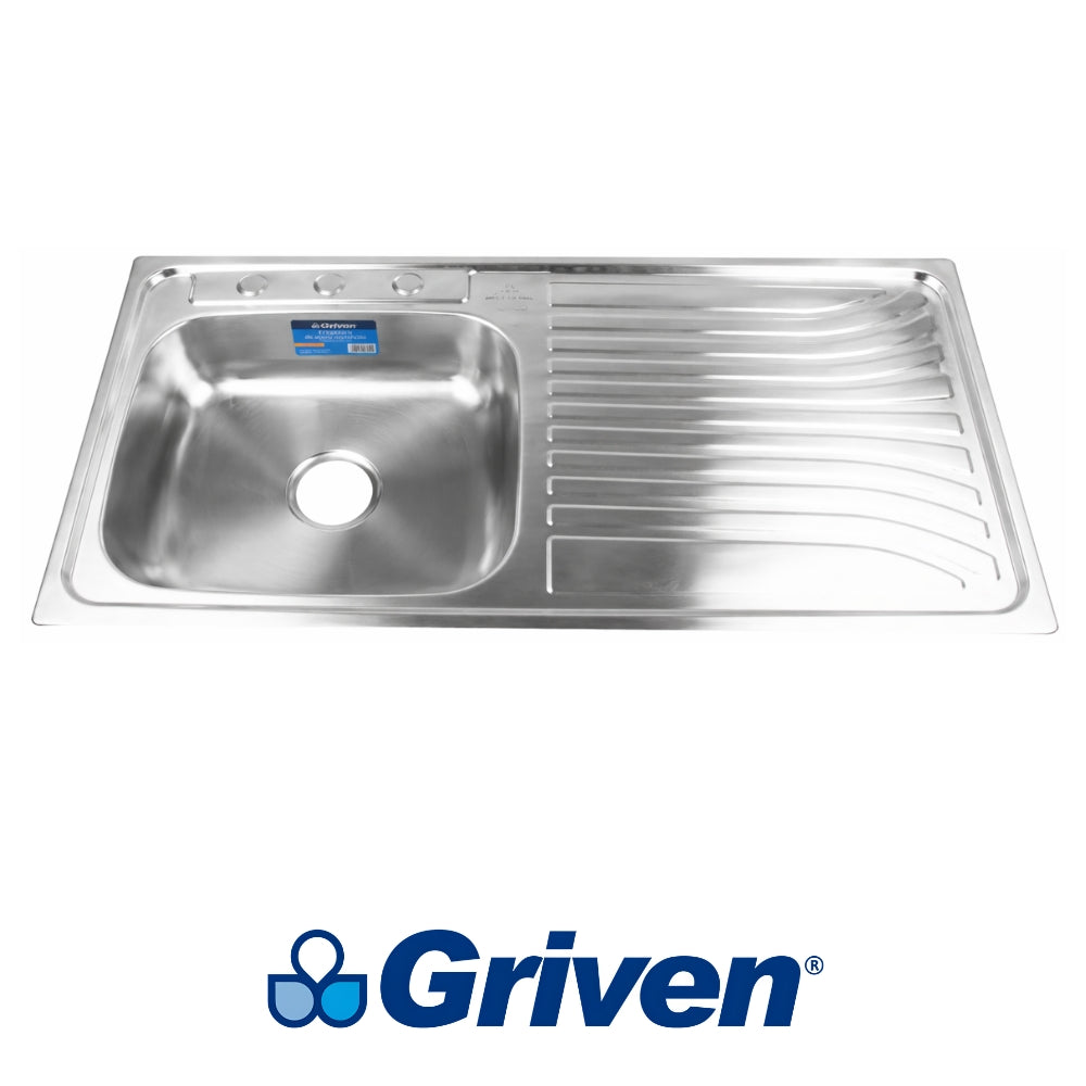 FREGADOR DE EMPOTRAR ACERO INOXIDABLE CON ESCURRIDOR DERECHO 100x50 (39 x 19 x 6 IN) GRIVEN A367-10050EF