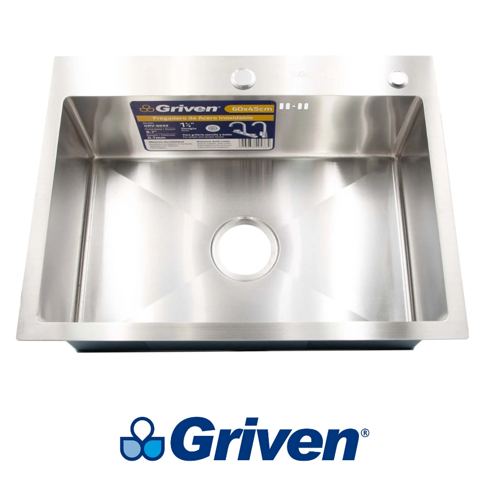 FREGADOR BAJO MESA SENCILLO DE ACERO INOXIDABLE 60x45x22 CM GRIVEN GRV-6045