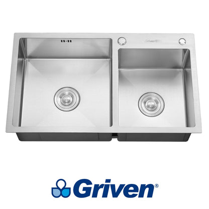 FREGADOR BAJO MESA DOBLE DE ACERO INOXIDABLE 78X45x22 CM GRIVEN GRV-7845D