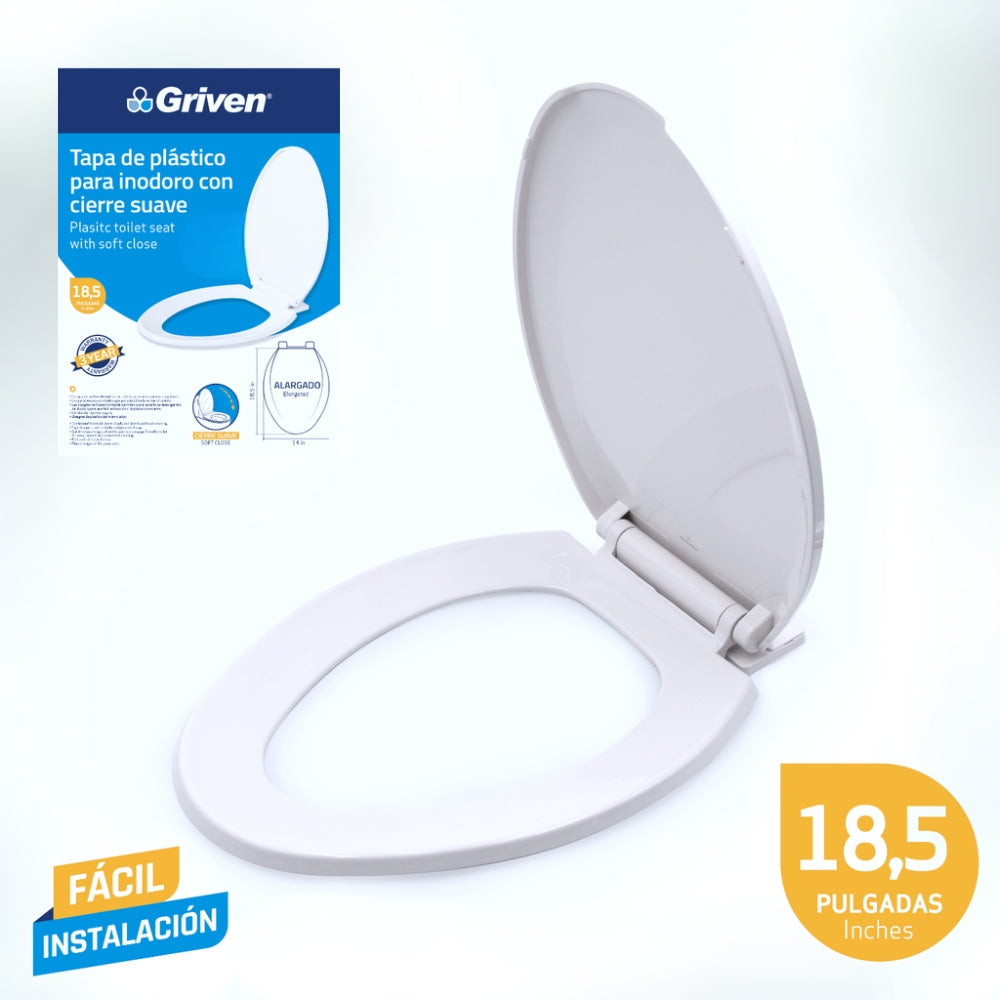 ASIENTO PARA INODORO CIERRE SUAVE 18.5 IN GRIVEN A367-LPA-237