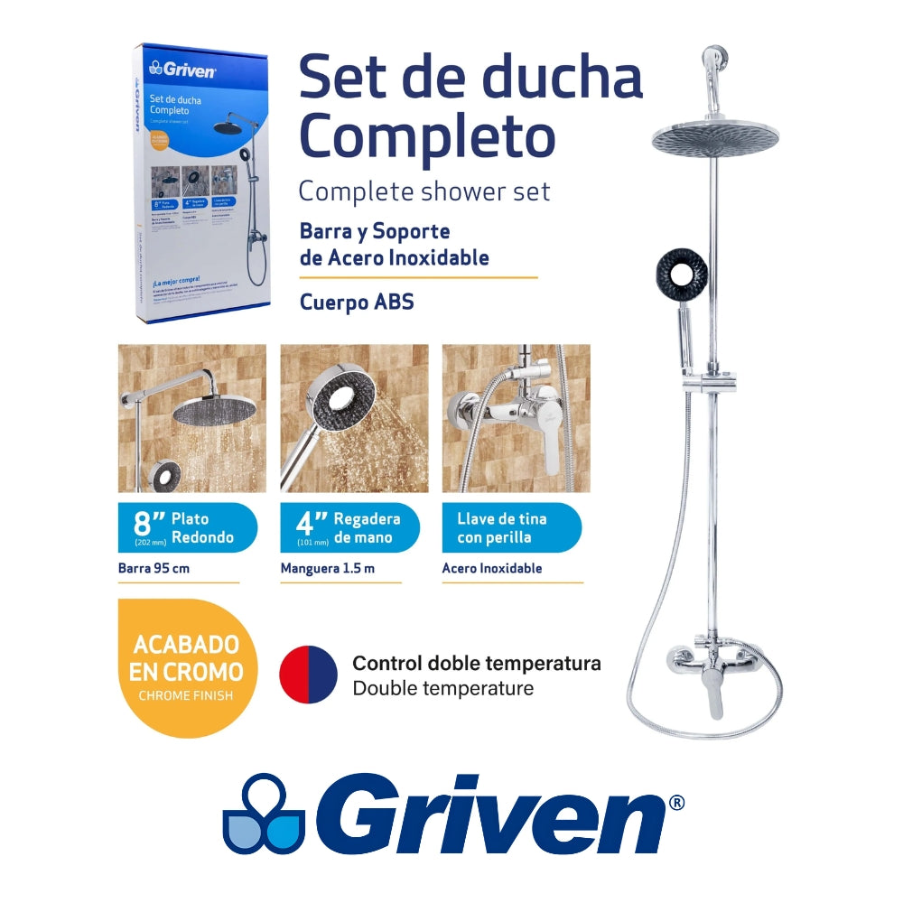 SET DE DUCHA CROMO GRIVEN GV-SH-C1