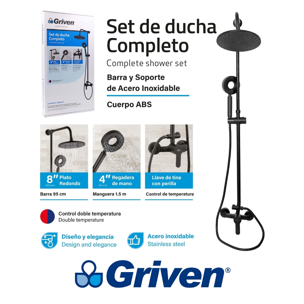 SET DE DUCHA NEGRA GRIVEN GV-SH-B1