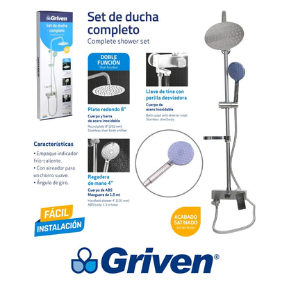 SET DE DUCHA SATIN GRIVEN A367-SH-8T-S1